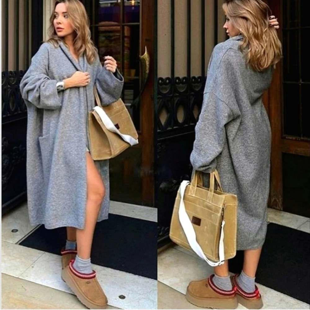 Zara Soft Knit Oversized Long Cardigan Coat - Picture 8 of 8